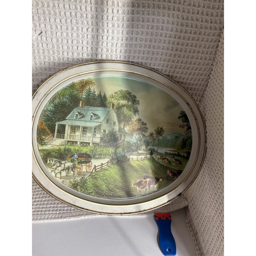 Americana Unisex Currier and Ives Tin Serving Tray OS Multi-color